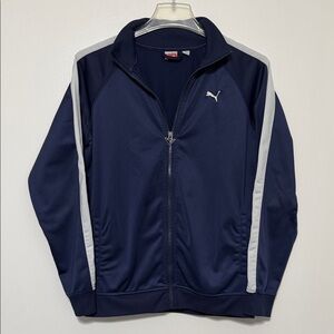 Puma Kids Navy Windbreaker with White Stripes